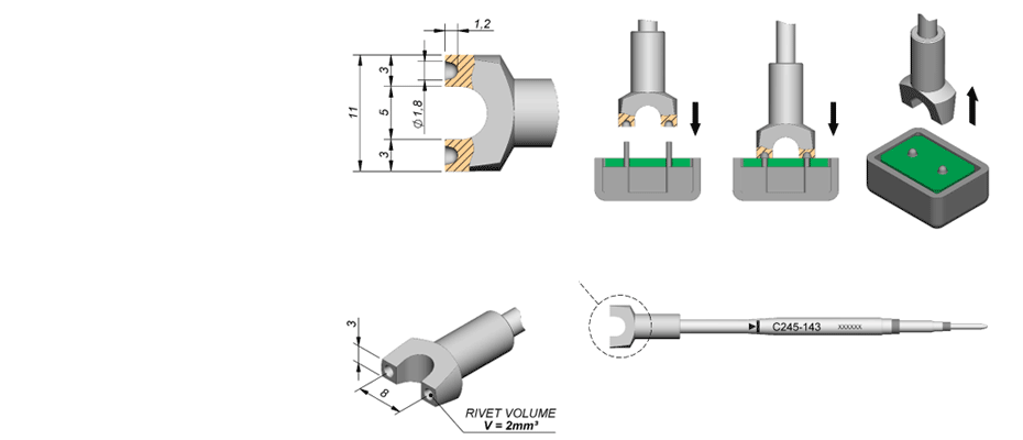 C245143 - Chrome finish, designed for plastic rivets